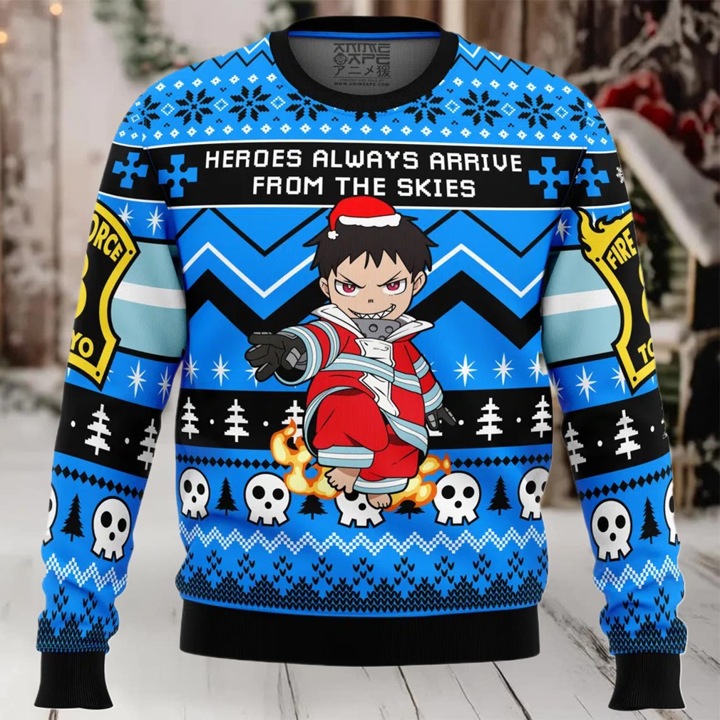 Heroes Always Arrive Fire Force Ugly Christmas Sweater Heroes Always Arrive Fire Force Ugly Christmas Sweater
