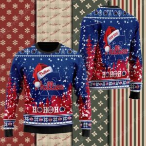 Ho Ho Ho Phillies Christmas Sweater With Santa Hat