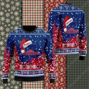Ho Ho Ho Phillies Christmas Sweater With Santa Hat