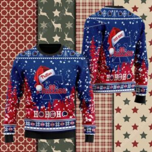 Ho Ho Ho Phillies Christmas Sweater With Santa Hat