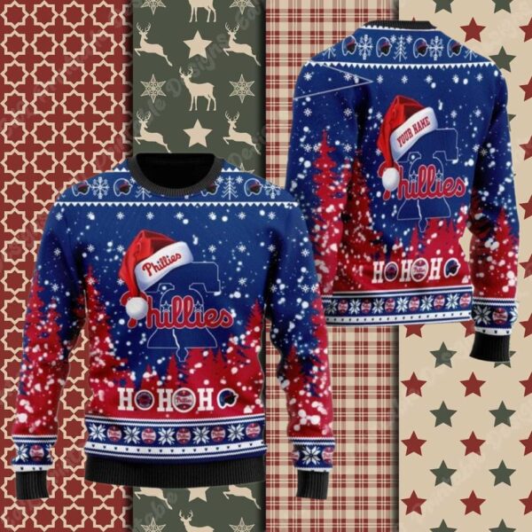 Ho Ho Ho Phillies Christmas Sweater With Santa Hat