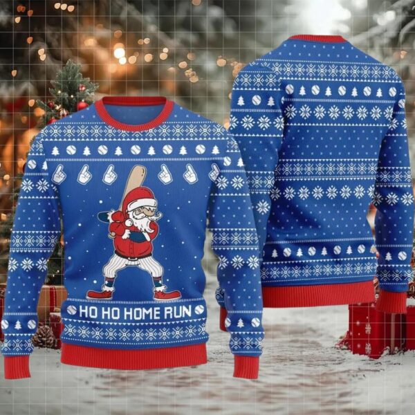 Ho Ho Home Run Funny Baseball Ugly Sweater Christmas 2025