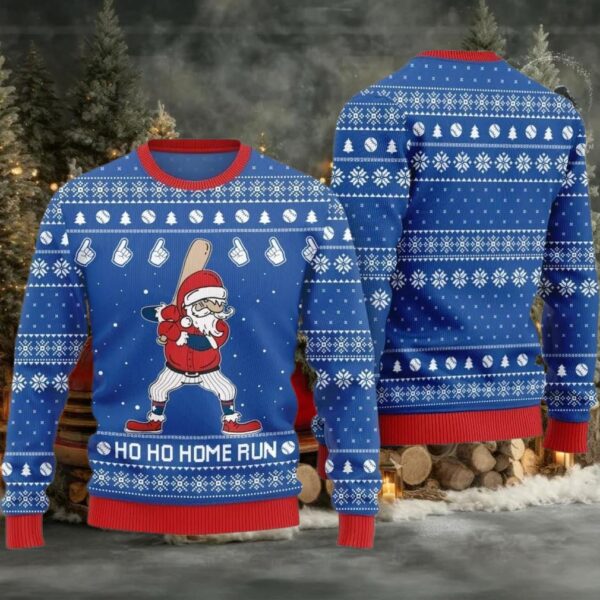 Ho Ho Home Run Funny Baseball Ugly Sweater Christmas 2025