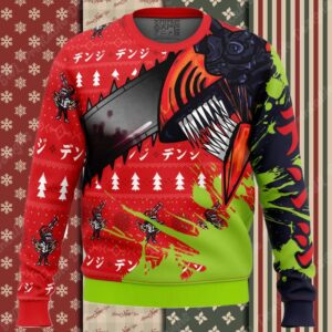 Hybrid Form Denji Chainsaw Man Ugly Christmas Sweater