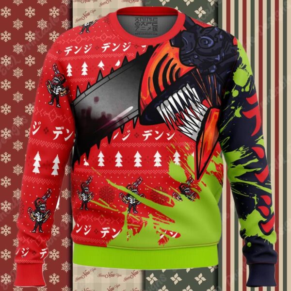 Hybrid Form Denji Chainsaw Man Ugly Christmas Sweater