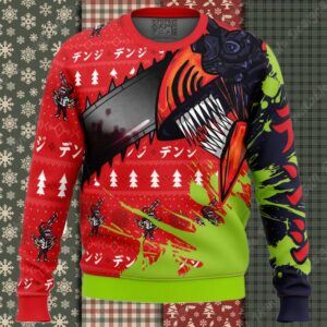 Hybrid Form Denji Chainsaw Man Ugly Christmas Sweater