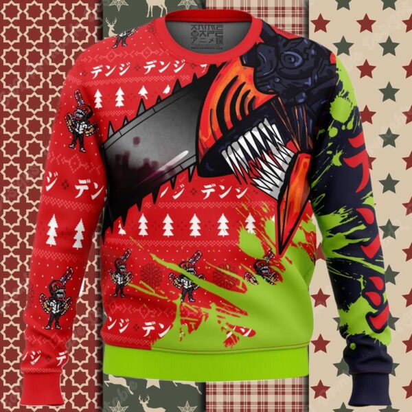 Hybrid Form Denji Chainsaw Man Ugly Christmas Sweater