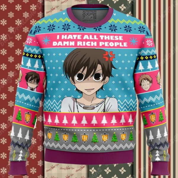 I Hate All Ouran High School Host Club Ugly Christmas Sweater