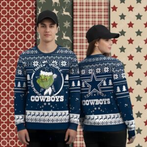 I Hate People Grinch Love Dallas Cowboys Blue Family Xmas Ugly Sweater