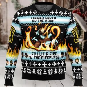 I Heard Santa on the Roof Fire Force Ugly Christmas Sweaters