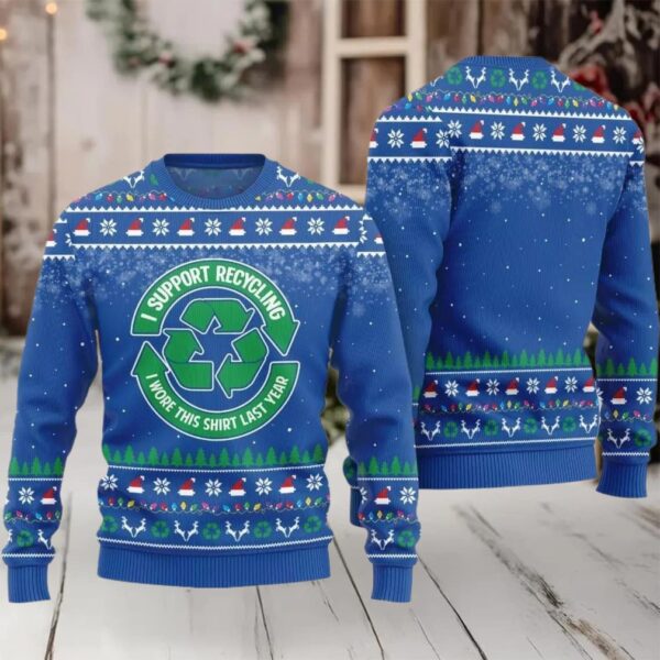 I Support Recycling Ugly Sweater Christmas 2025
