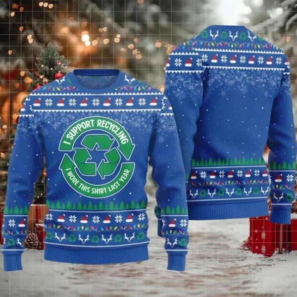 I Support Recycling Ugly Sweater Christmas 2025