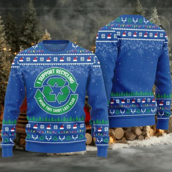 I Support Recycling Ugly Sweater Christmas 2025