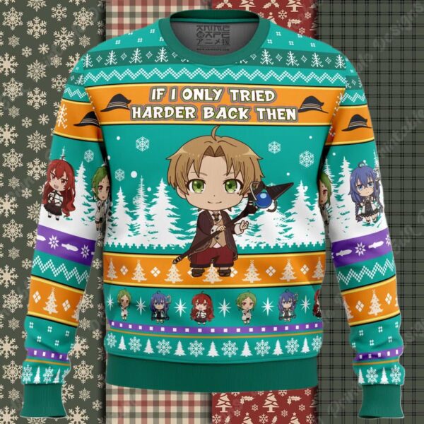 If I Only Tried Harder Mushoku Tensei Jobless Reincarnation Ugly Christmas Sweater