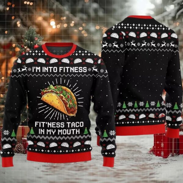 Im Into Fitness Fitness Taco In My Mouth Ugly Sweater Christmas 2025