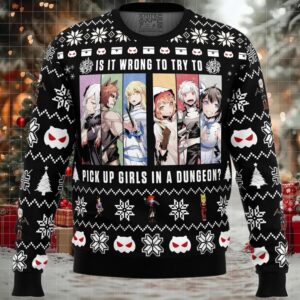 Is It Wrong To Try To Pick Up Girls DanMachi Ugly Christmas Sweater