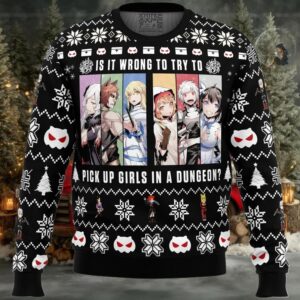 Is It Wrong To Try To Pick Up Girls DanMachi Ugly Christmas Sweater