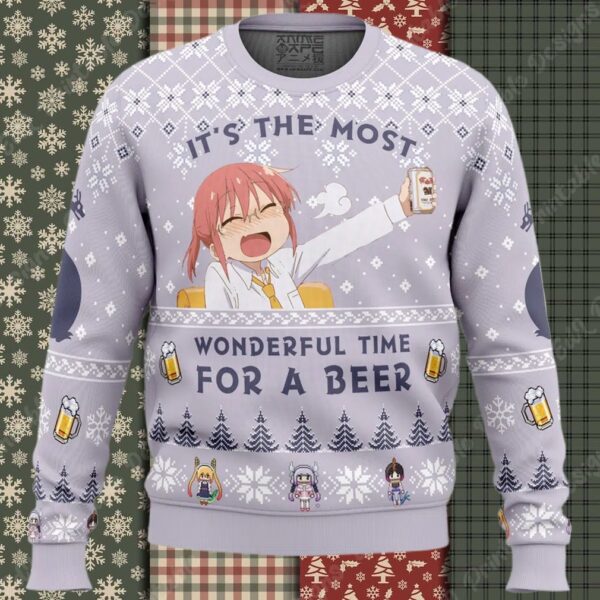 It’s The Most Wonderful Time For A Beer Miss Kobayashi’s Dragon Maid Ugly Christmas Sweater