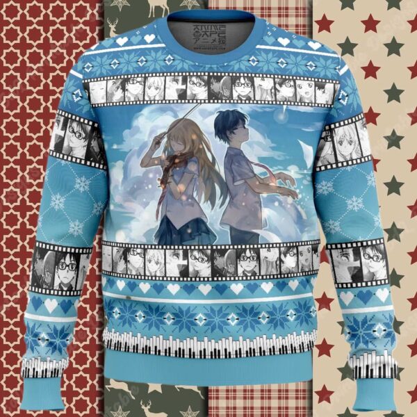 Kousei And Kaori Your Lie In April Ugly Christmas Sweater
