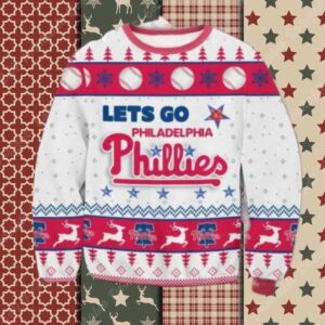Let’s Go Phillies White And Red Ugly Christmas Sweater