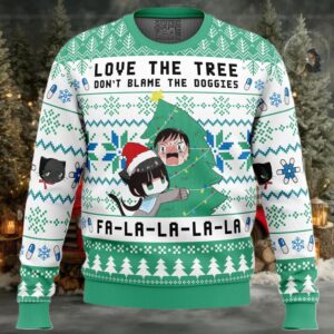 Love The Tree Don't Blame The Doggies Fa La La La La ReLIFE Ugly Christmas Sweater