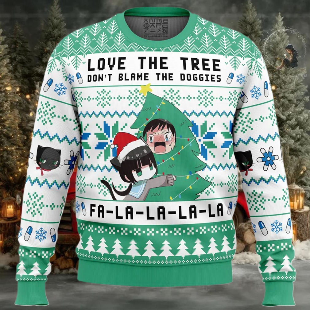 Love The Tree Don't Blame The Doggies Fa La La La La ReLIFE Ugly Christmas Sweater