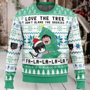 Love The Tree Don't Blame The Doggies Fa La La La La ReLIFE Ugly Christmas Sweater