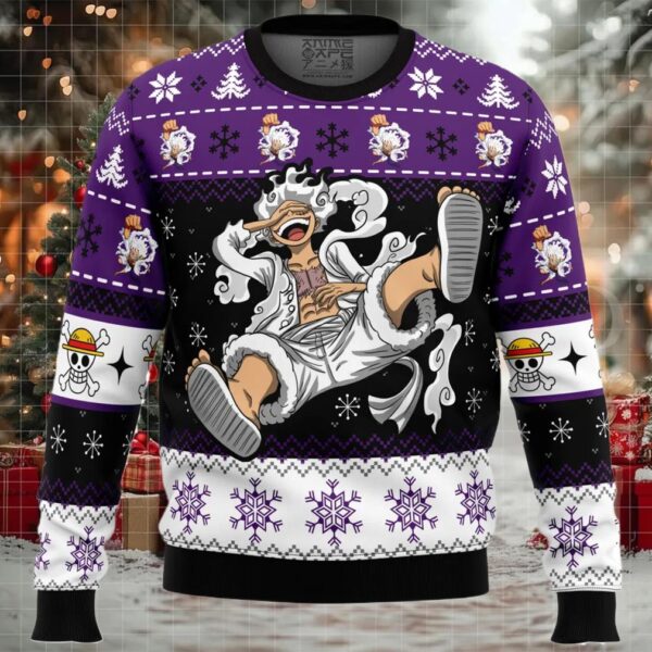 Luffy Gear 5 Sun God Nika One Piece Ugly Christmas Sweater