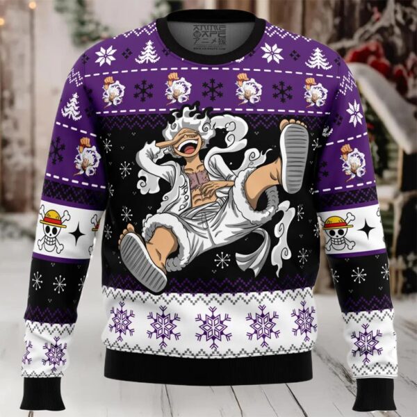 Luffy Gear 5 Sun God Nika One Piece Ugly Christmas Sweater