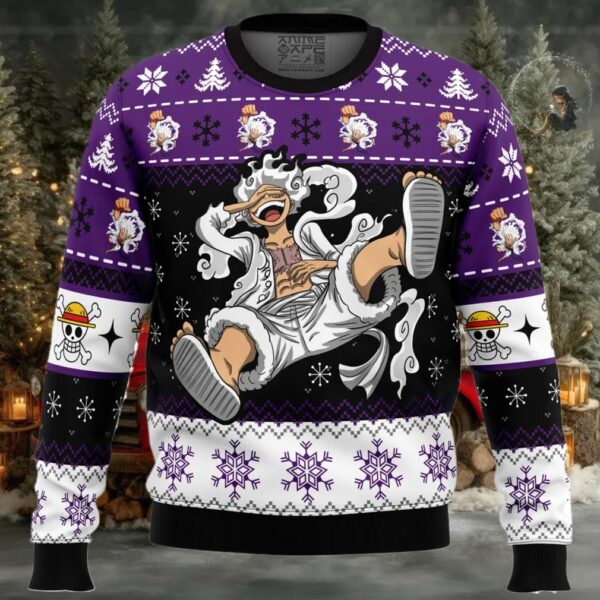 Luffy Gear 5 Sun God Nika One Piece Ugly Christmas Sweater