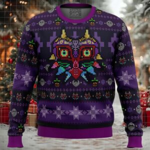 Majoras Mask Seamless Pattern Zelda Ugly Christmas Sweater