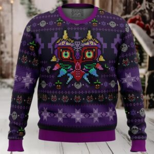 Majoras Mask Seamless Pattern Zelda Ugly Christmas Sweater