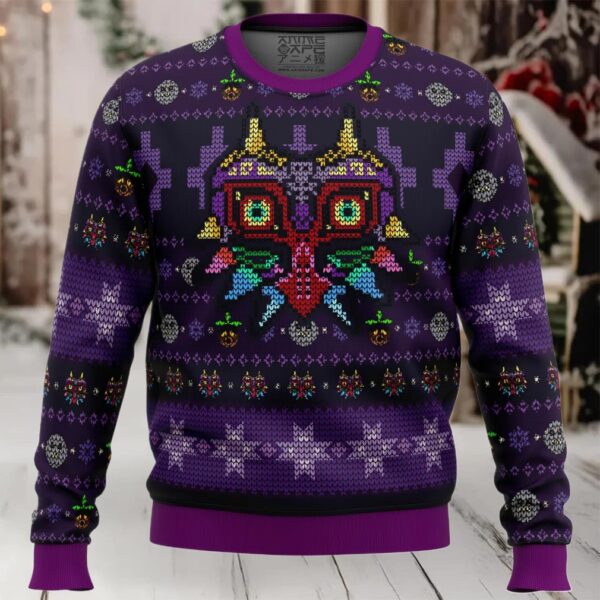 Majoras Mask Seamless Pattern Zelda Ugly Christmas Sweater