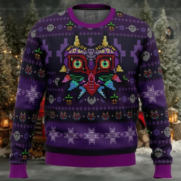 Majoras Mask Seamless Pattern Zelda Ugly Christmas Sweater
