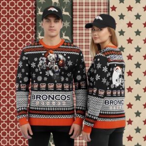 Mascot Denver Broncos Black Orange Family Christmas Ugly Sweater