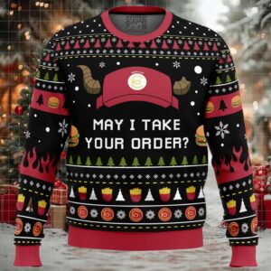 May I Take Your Order The Devil is a Part Timer Ugly Christmas Sweater