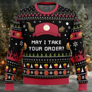 May I Take Your Order The Devil is a Part Timer Ugly Christmas Sweater