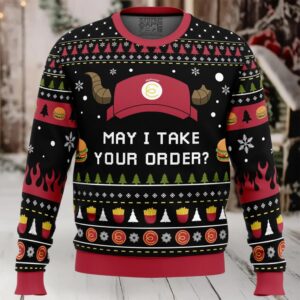 May I Take Your Order The Devil is a Part Timer Ugly Christmas Sweater