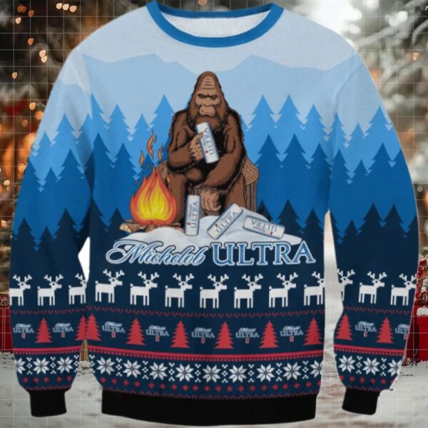 Michelob Ultra Christmas Bigfoot Ugly Sweater