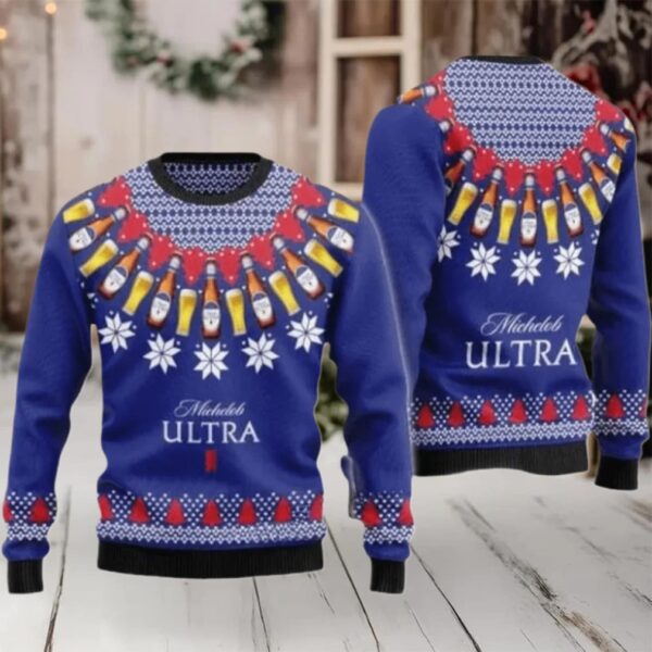 Michelob Ultra Circle Christmas Star Ugly Sweater