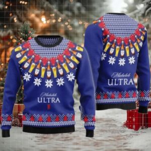 Michelob Ultra Circle Christmas Star Ugly Sweater