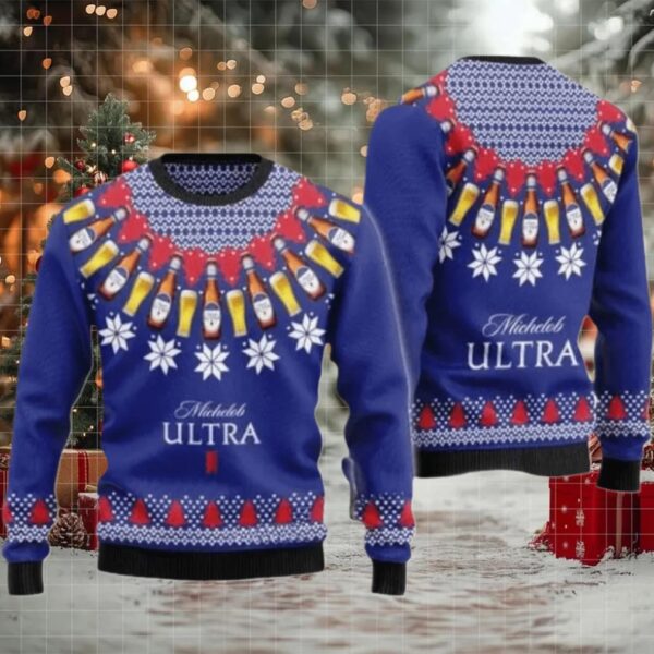 Michelob Ultra Circle Christmas Star Ugly Sweater
