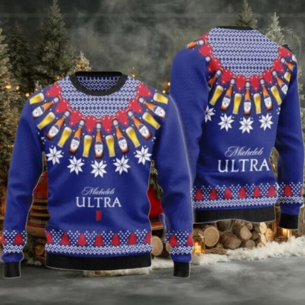 Michelob Ultra Circle Christmas Star Ugly Sweater