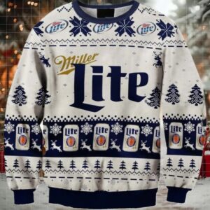 Miller Lite Christmas Holiday Ugly Sweater