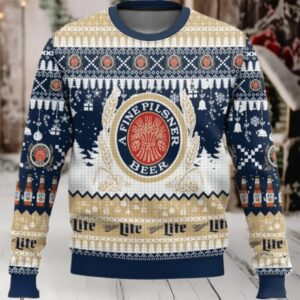 Miller Lite Christmas Peaceful Night Ugly Sweater