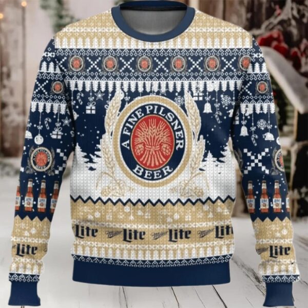 Miller Lite Christmas Peaceful Night Ugly Sweater