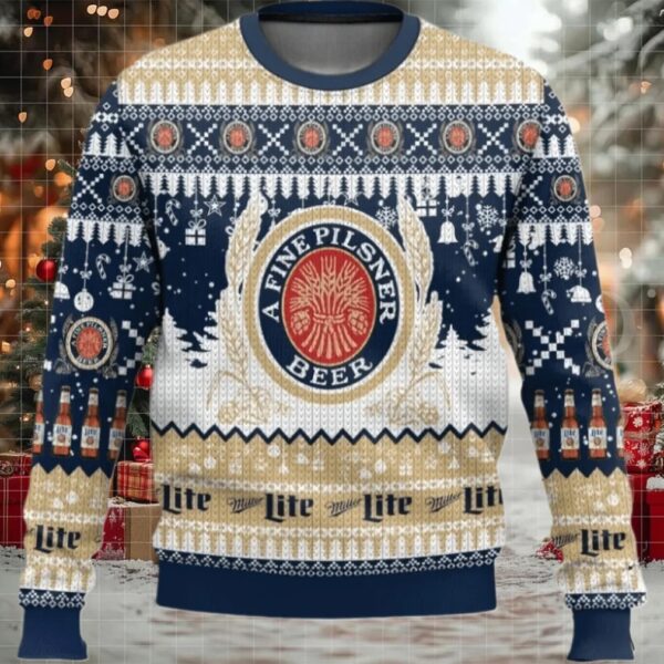 Miller Lite Christmas Peaceful Night Ugly Sweater