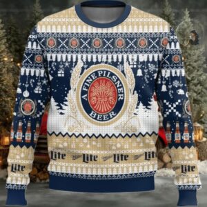 Miller Lite Christmas Peaceful Night Ugly Sweater