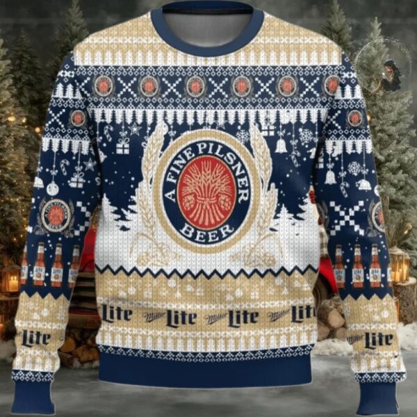 Miller Lite Christmas Peaceful Night Ugly Sweater