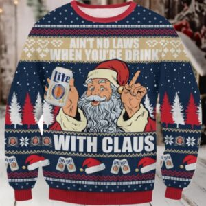 Miller Lite Drink With Claus Ugly Sweater
